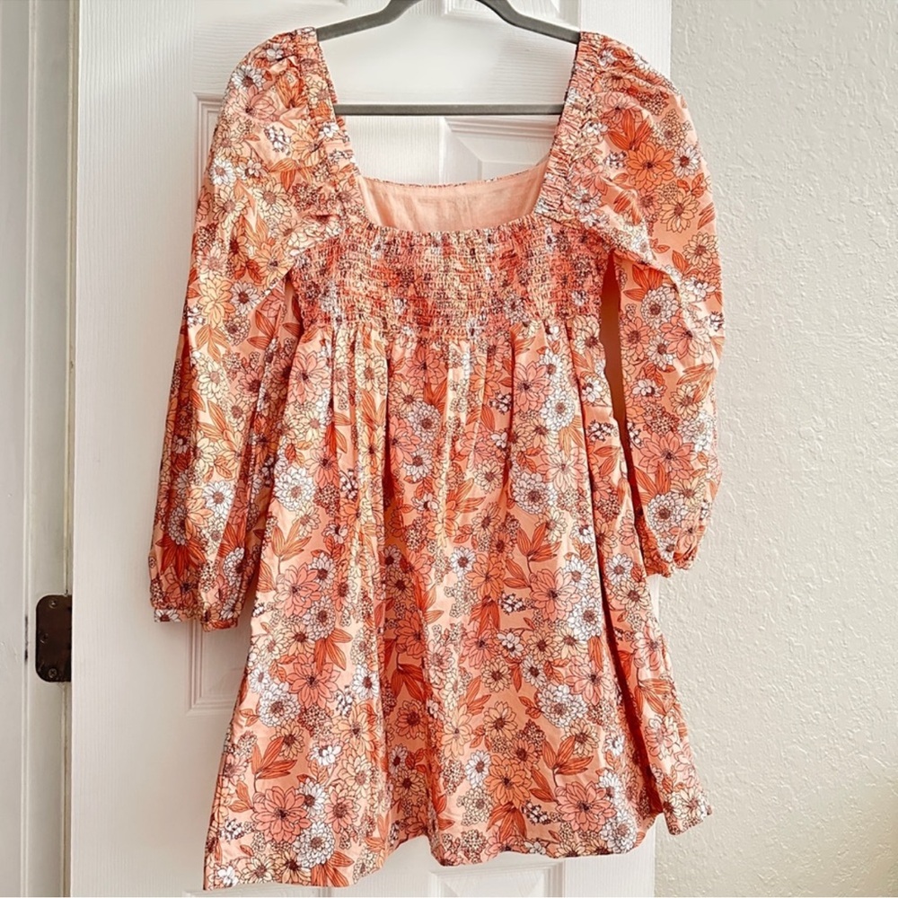 ❤️HOST PICK❤️NWT J. Crew Liberty Peach Floral Square-Neck Mini Dress, S. - Picture 7 of 9